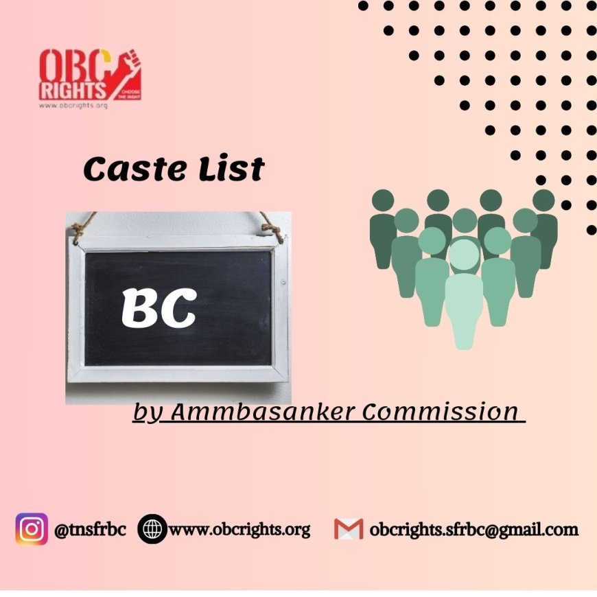 BC Caste population as per Ambasankar Commission in India