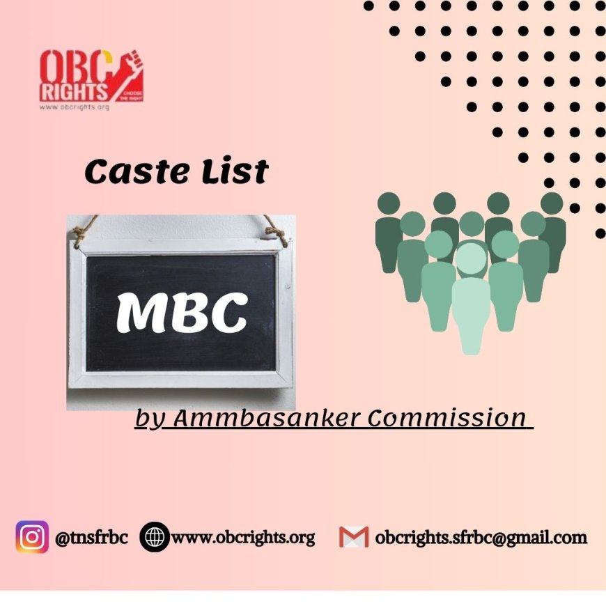 MBC Caste population as per Ambasankar Commission in India
