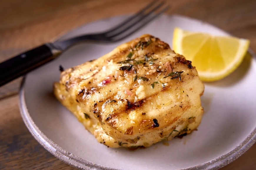 Grilled Halibut With Lemon Garlic Butter